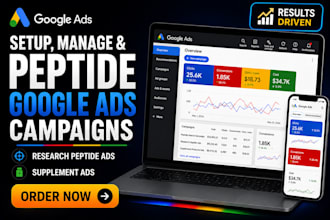 setup and manage peptide google ads campaign research peptide supplement ads