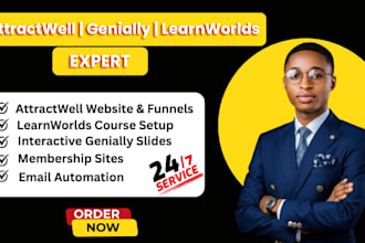 setup attractwell website intaractive genially getoiling online course va