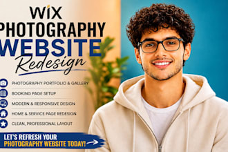 redesign wix photographs portfolio, photography booking, home page, service page