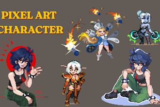 create pixel art characters, sprite sheet, pixel animation, pixel game art