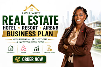write real estate hotel resort airbnb business plan with financial projections