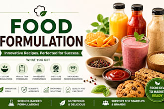 formulate food products, beverages, sauces, snacks, recipes