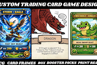 create print ready trading card game tcg card, frames, collectibles and card box
