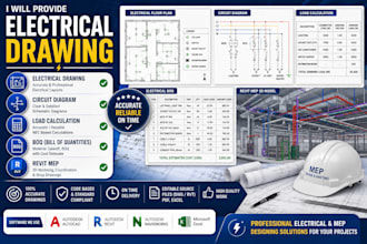 provide electrical drawing, circuit diagram, load calculation, boq and revit mep