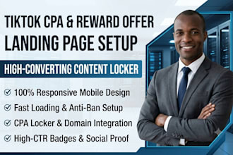 design high converting tiktok reward offer landing page for cpa offer