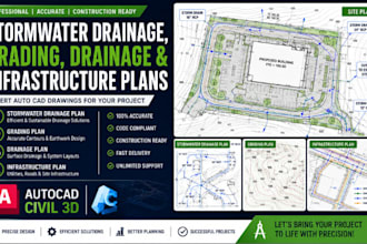 create stormwater drainage, grading, drainage and infrastrature plans in autocad