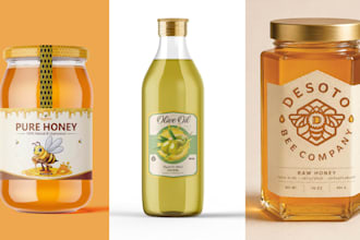jar honey label design, olive oil label, sauce bottle label, bottle label design
