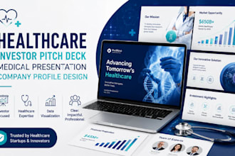 healthcare investor pitch deck, medical presentation, company profile design