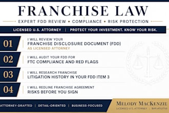 review your franchise disclosure document fdd as a licensed US attorney