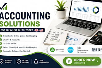 do quickbooks online, xero bookkeeping, UK vat, USA tax return and accounting