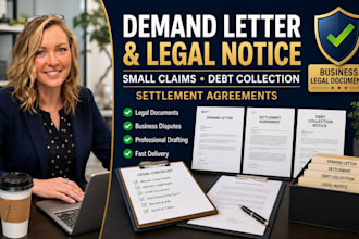draft demand letter, small claims, debt collection, legal notice and settlement