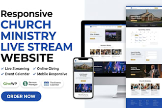 design a church live stream website, ministry, religious organization website