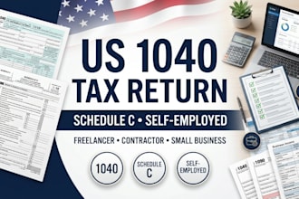 prepare US 1040 tax return and schedule c for self employed