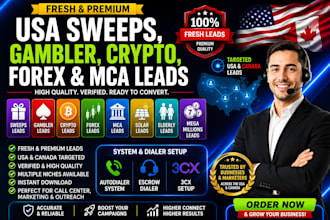 fresh USA sweeps, gambler, crypto, forex and mca leads provider