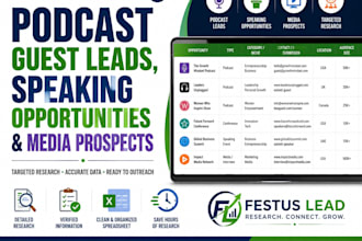 research podcast guest leads, speaking opportunities and media prospects