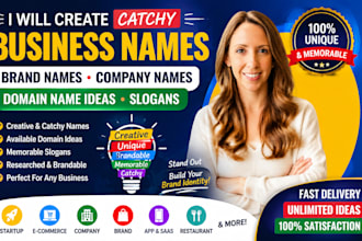 create catchy business names, brand names, company names, domain name, slogan