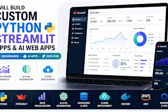 build custom python streamlit app dashboard and ai web application