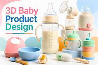 design 3d baby feeding product model 3d nursery and maternity product prototype