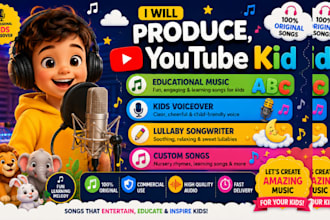 write produce, youtube kid, educational music kids voiceover, lullaby songwriter