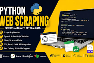 develop python web scraping, data extraction scripts, selenium, playwright