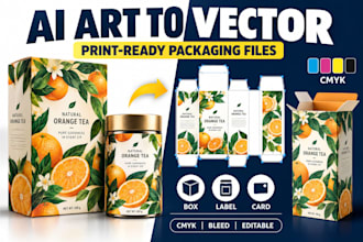 convert ai packaging label card box artwork to print ready vector file