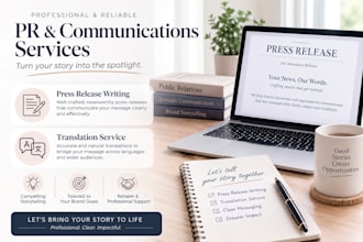 develop press release, create social media caption, provide copywriting service