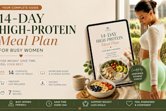 create a 14 day high protein meal plan PDF for busy women