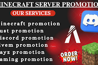 promote discord server, minecraft server, fivem game, dayz, rust server