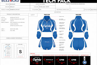 design fashion tech pack for streetwear sportswear and clothing