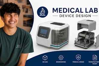 medical laboratory device design, instrument enclosure, product engineering cad