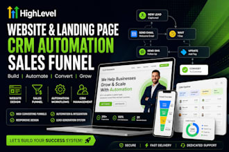 design ghl landing page, funnel and workflow automation