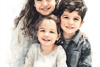 custom watercolor family portrait