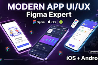 do mobile app uiux in figma and app branding for ios android startup business