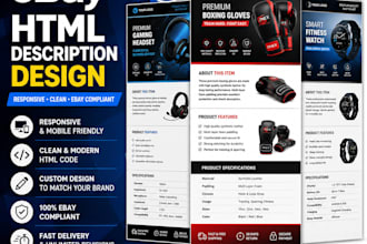 design a responsive ebay HTML listing template and product description