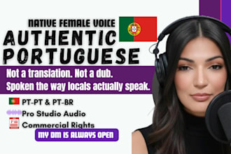 european portuguese voice over for commercial script by a female voice artist