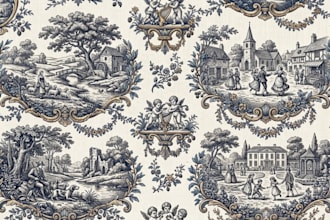 create seamless toile de jouy pattern design for fabric and wallpaper