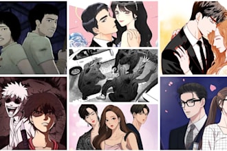 create webtoon cover, webtoon episodes, manga pages and comic storyboard