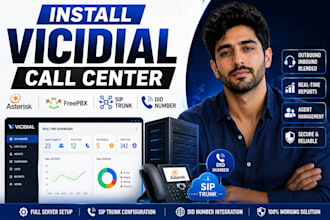 install vicidial call center, asterisk freepbx sip trunk did number server setup