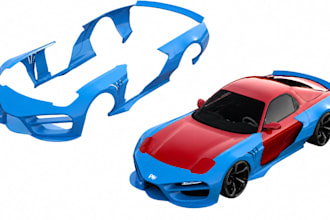 design custom 3d car body kit, bumper design, fender, automotive cad, car parts