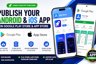 publish your android and ios app on google play store and apple app store