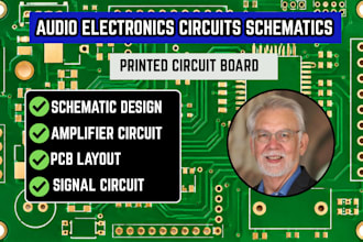 design audio electronics circuits schematics, and printed circuit boards