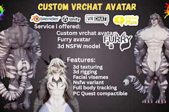 create custom furry vrchat, 3d anime model, nsfw vrc avatar, vrchat commission