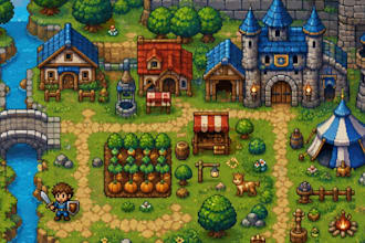 create custom pixel art tileset, tilemap and game assets