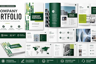 design a modern company profile and business portfolio powerpoint presentation