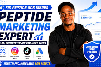 be your peptide marketing expert, fix peptide meta ads, google ads tiktok ads