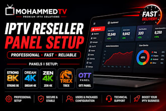 set up reseller panel strong 8k, dream 4k, zen 4k, trex, ott panels