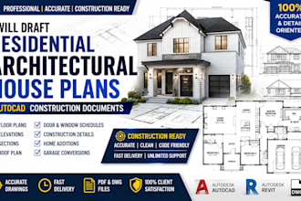 draft residential architectural house plans autocad construction documents