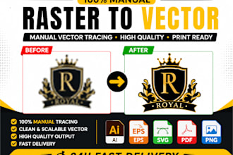 manually convert raster logo to vector in ai, eps, svg