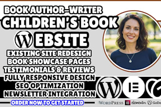children book author website, book author website redesign, author website