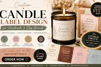 design luxury candle label, candle packaging and product label